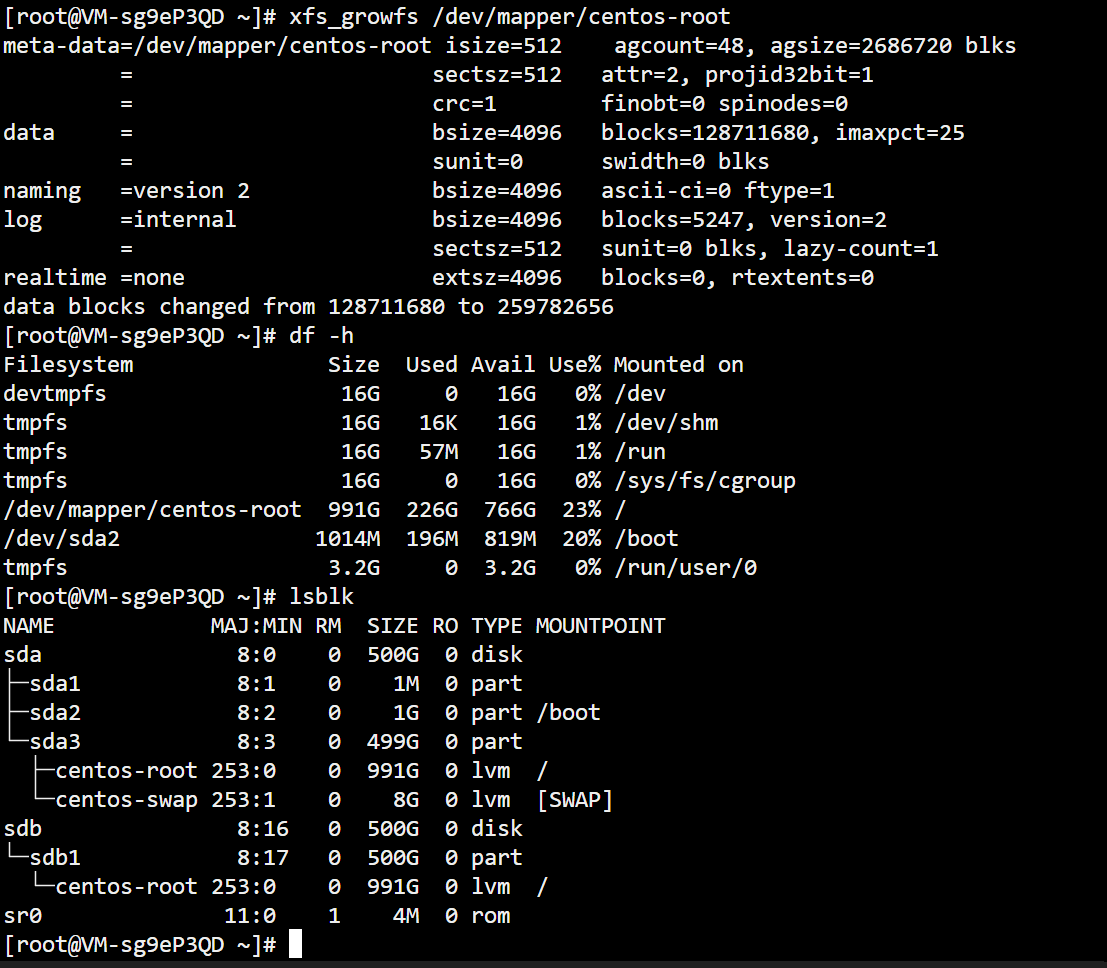 CentOS 7.8.2003 添加第二块硬盘创建物理卷（PV）并加入卷组（VG）扩展逻辑卷（LV）并扩容文件系统 实战 网站相关 第8张